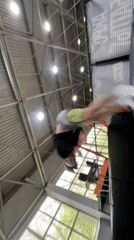 Morning trampoline acrobatics session captured in Krasnoyarsk facility
