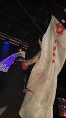 Nightclub performers wave flags during crowded event in Plovdiv