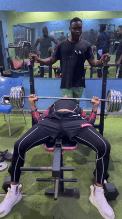 Men exercise at gym in Akwanga, Nigeria