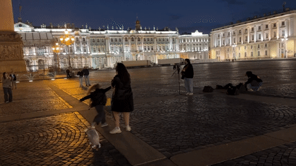 Street musician performs acoustic set in Saint Petersburg square