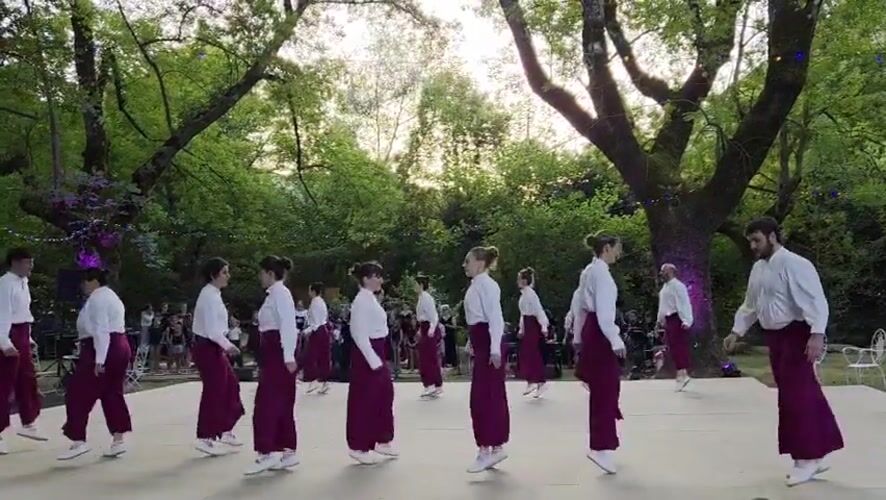 Traditional folk dancing and choir performance in rural Baztan