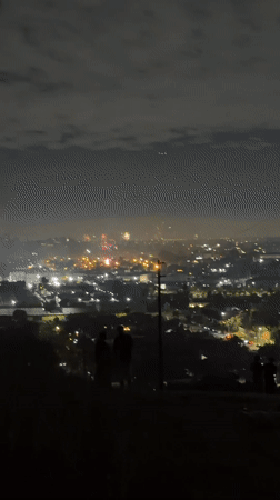 Fourth of July fireworks light up the Los Angeles skyline