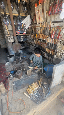 Traditional craftsmen and tool vendors observed working in Pishin markets