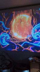 Neon animation projected on wall captured in Ulsan