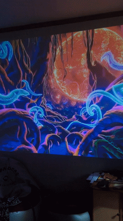 Neon animation projected on wall captured in Ulsan