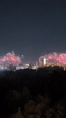 Fireworks display over Kazan on a clear summer night