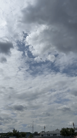 Overcast morning in Lyubertsy: sky, tower, and coffee