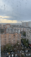 Rainy day view of Khimki apartment buildings captured