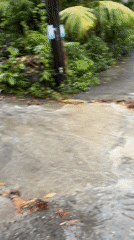 Heavy rainfall causes street flooding in Kuta Selatan Indonesia