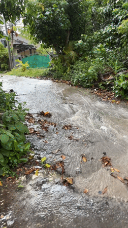 Heavy rainfall causes street flooding in Kuta Selatan Indonesia