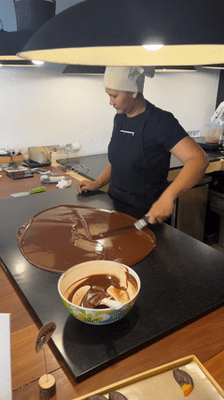 Chef prepares artisanal chocolates in North Kuta confectionery