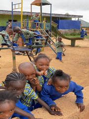 School children play on playground in Gura Top, Nigeria