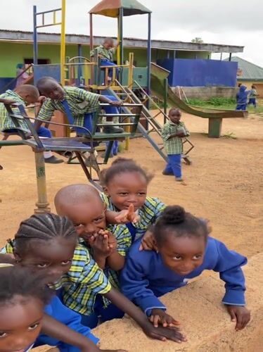 School children play on playground in Gura Top, Nigeria