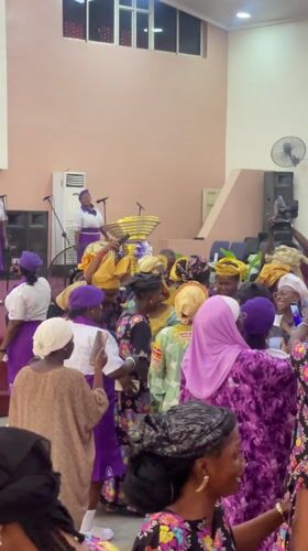 Women gather in traditional dress at Kubwa venue