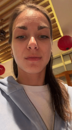 Woman dines at restaurant in Prijevor, Montenegro
