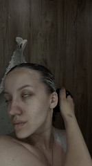 Woman's private bathing moments documented in Reshetnikovo, Russia