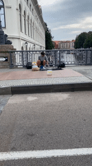 Impromptu drum session on a Klaipėda bridge