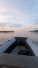 Fishing at dusk on a calm Ural river