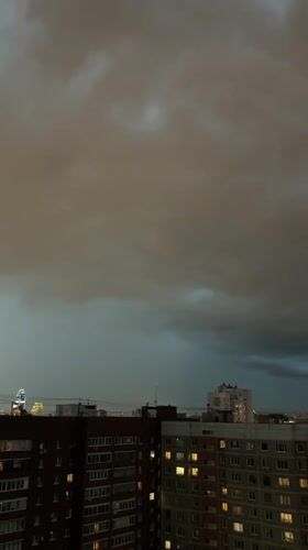 Storm clouds roll over Yekaterinburg at dusk