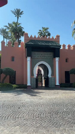 Morning activity recorded at La Mamounia hotel entrance, Marrakesh