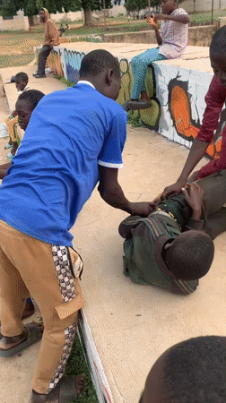 Children play basketball, perform stunts at Jos Nigeria recreation areas