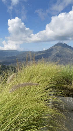 Scenic mountain view recorded from elevated Kintamani position