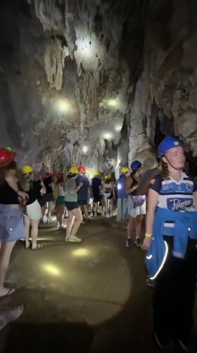 Helmet-on caving tour through Khao Phang's limestone caverns