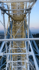 Ferris wheel ride captured from inside cabin in Tbilisi