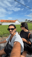 Couple enjoys moped ride and breakfast in North Kuta