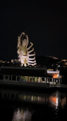 Nighttime prayers and worship observed at Thai temple