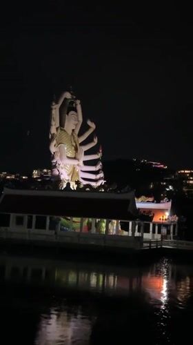 Nighttime prayers and worship observed at Thai temple