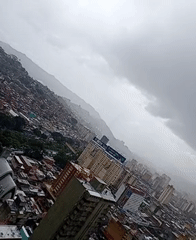Aerial footage captures rainy evening traffic in Caracas