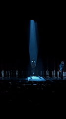 Guitarist performs under spotlight in Russian theater