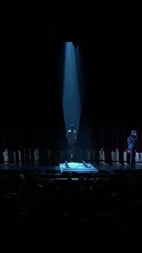 Guitarist performs under spotlight in Russian theater