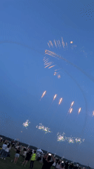 Fireworks, drones, and lit aircraft light up Mochische skies