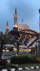 Evening illumination captured at Cibinong mosque and stadium complex