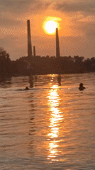Golden-hour evening on the Kama River, Chaikovsky