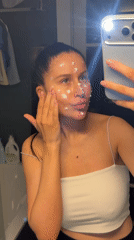 Woman documents skincare routine in mirror selfies in Khimki