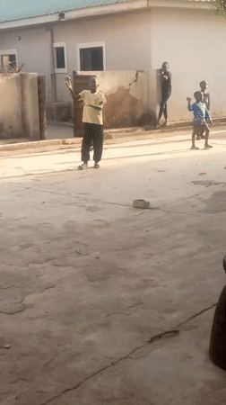 Children play in residential area in Bukuru, Nigeria