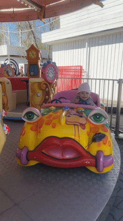 Children enjoy carnival rides at Yekaterinburg amusement park