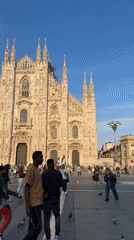 Demonstration unfolds at Milan's Duomo cathedral square