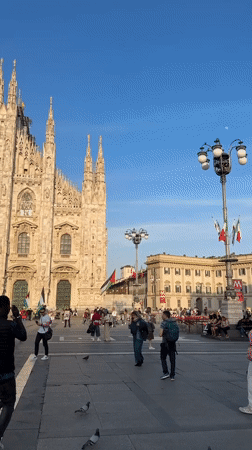 Demonstration unfolds at Milan's Duomo cathedral square