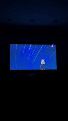 Television displays animated night sky with streaking lights in Sevastopol