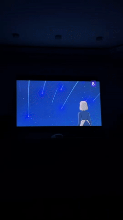 Television displays animated night sky with streaking lights in Sevastopol