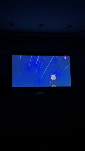 Television displays animated night sky with streaking lights in Sevastopol