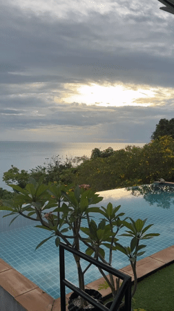 Tranquil poolside ocean view captured in Ko Samui