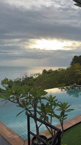 Tranquil poolside ocean view captured in Ko Samui