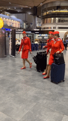 Flight attendants and wine display spotted in Saint Petersburg