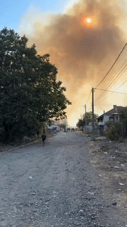 Active fire sends smoke over rural village in Bulgaria