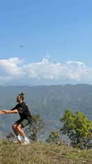 Blue Shiva statue with golden trident observed in Pokhara